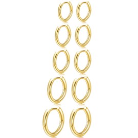 4 Pairs Small Hoop Earrings for Women 925 Silver Post Huggie Hoop Earrings Set 18 Carat Gold/Silver Hoop Earrings Sleeper Earrings for Girls Multiple Piercings Small Ball Stud Earrings, Copper, No