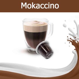 50 KICKKICK Mocaccino Kaffeekapseln Nespresso Kompatibel MADE IN ITALY Kaffee, Milch und Kakao Heißgetränk für Nespresso Kaffeemaschine