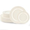 ROCOHANTI 60PCS Ivory Plastic Plates - Beaded Ivory Disposable Plates