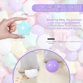 Heopeis Star Ball Pit Balls - Crush Proof Macaron Colors Plastic Balls for Children's Toy Balls Macaron Ocean Balls 100pcs.