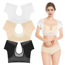 YushengTai 3er Pack Achselpads Damen Underarm Pads Weste Schweißabsorbierendes Unterhemd Protection Against Sweat Stains Atmungsaktiv Integrierte Spitze, M (Schwarz, Weiß, Beige)
