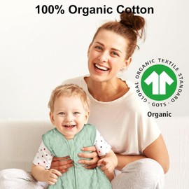 Yoofoss - Saco de dormir para bebé de 12 a 18 meses, manta 100% algodón orgánico, cierre de 2 vías, TOG 0.5, saco de dormir para niños pequeños, paquete de 3, cómodo, suave, ligero (L)
