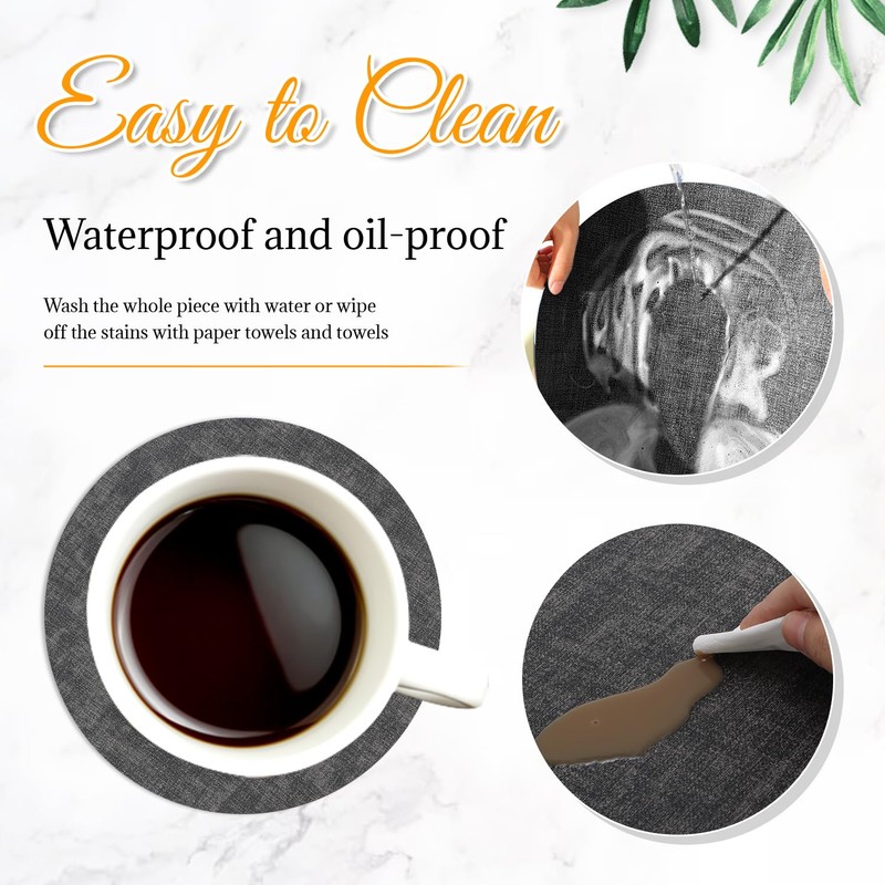 Syrads Placemats and Coaster Set of 4,Table Mats Round Waterproof