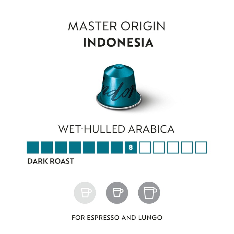 Nespresso Capsules Original Line, Indonesia Master Origin, Dark Roast Coffee,