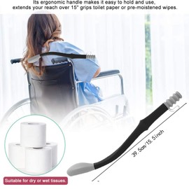 Saycker Toilet Aids Tools,Long Reach Comfort Wipe,Extends Your Reach Over 16" Grips Toilet Paper or Pre-Moistened Wipes(Grey)