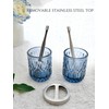 LaMarriti Blue Bathroom Accessories Set, 5Pcs Clear Glass Bathroom Accessories,