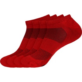Men's Extra Large Rayon from Bamboo Fiber Colored Sports Superior Wicking Athletic Ankle Socks - Cherry Red - 4prs, Size 10-14