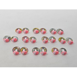 Pair of Zim's 10mm Oval Pink and White Comical Cartoon Plastic Safety Eyes for Craft Amigurumi Dolls, Toys or Puppets (Pack of 10)