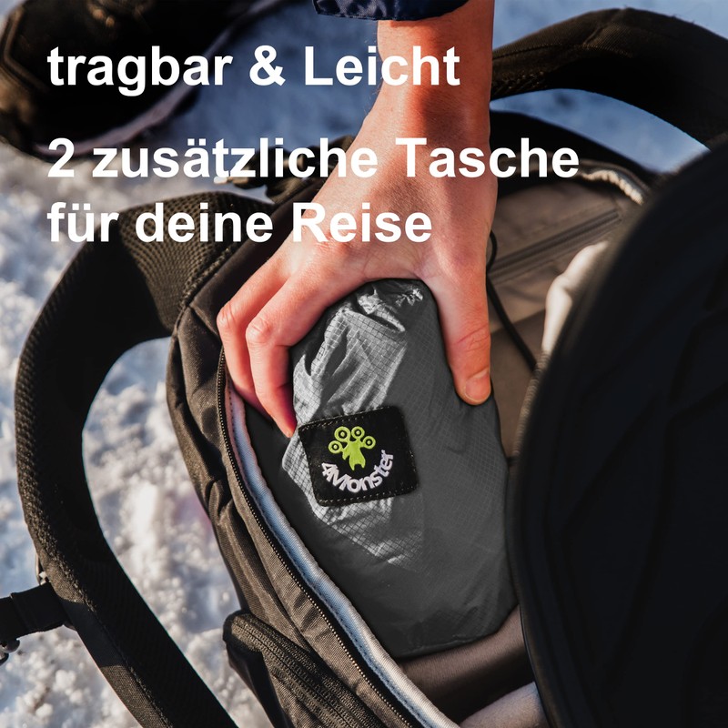 4Monster Foldable Backpack, Ultra Light, Unisex Daypack, Outdoor, 2-in-1 Belt