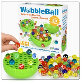 The Original WobbleBall Marble Balancing Game – Colorful Marbles Stored Inside for Easy Cleanup, Family Game, Fun Party Game, 1–4 Players – Original Fast-Action Version with 50 Marbles