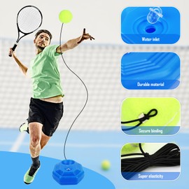 MplehDa Tennis Trainer Set, Trainer Baseboard mit 3 Bällen & 4m Seil für Einzeltraining, Tragbare Tennisausrüstung, Selbststudium Übungs Trainingswerkzeug Tennistrainingsausrüstung für Solotraining