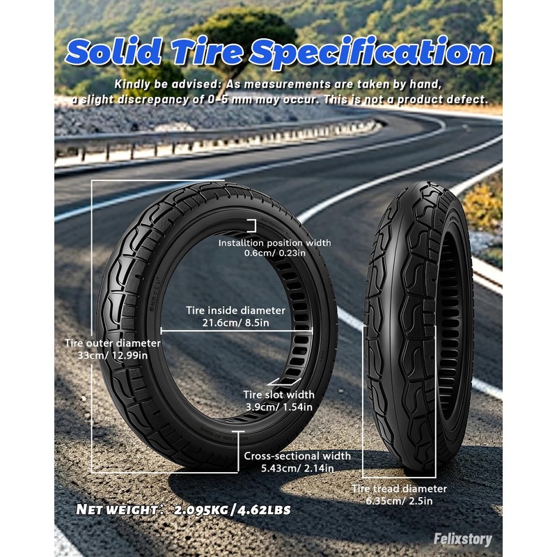 Felixstory 14x2.5 Inch Solid Tire, No more Flat, Fit for