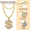 DOKLY 4 PCS Dollar Sign Pendant Necklace Ring Set,Metal Chain