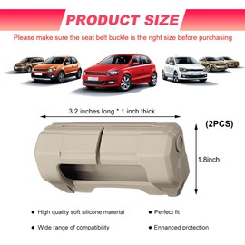 DXNQ 2PCS Car Seat Belt Buckle Covers, Anti-Scratch Silicone Auto Seat Belt Clips Protective Sleeve, Universal Seatbelt Buckle Cover Protector for Van Truck SUV, Car Accessories (Beige)