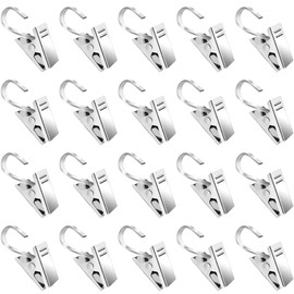 Curtain Clips, Stainless Steel, Clip with Teeth, Strong, Anti-Slip, Clip Hook, Easy Installation, Rust Resistant, Strong Clips, Set of 20