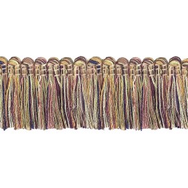 DecoPro Pink Green LT Green 1.25" Brush Fringe Trim Dusty Olive Rose [By The Yard]