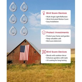 Highly Reflective 3D Bird Scare Discs -Water Droplets Wind Spinners Outdoor Deterrents to Keep Birds Away, Sparkly Bird Reflectors for Garden, Patio & House Protection Against Woodpeckers, Pigeons