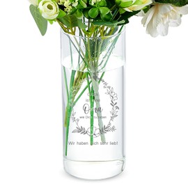 Faccito Vase Geschenk für Oma Blumenvase mit Gravur Glück ist Eine Oma wie Dich zu Haben Zylinder Glasvase Geschenk für Großmutter Geburtstag Weihnachten Deko