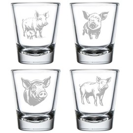 MIP Set of 4 Shot Glasses 1.75oz Shot Glass Gift Pig Collection