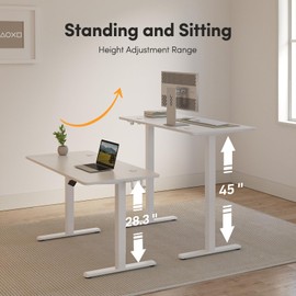 FAMISKY Electric Standing Desk, 55 x 24 Inches Height Adjustable Desk, Ergonomic Home Office Computer Workstation with Splice Board, White
