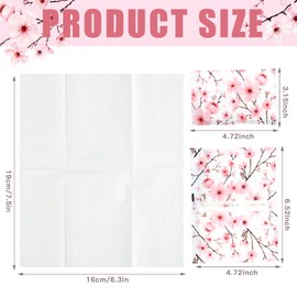 50 Packs Facial Tissue Packs Travel Tissues Size Disposable Pocket Tissues Bulk Slim Tissues Wallet Wedding Tissues for Guest Travel School Purse Home Supplies, 500 Sheets 3 Ply (Cherry Blossoms)