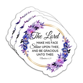 (3PCS) The Lord Make His Face Shine Upon Thee, and Be Gracious Unto Thee Stickers, Christian Stickers Bible Verse Stickers Waterproof Vinyl Decal for Water Bottles, Books, Laptops,Tumblers 3" x 2.9 "