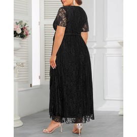 Plus Size Dresses Wedding Guest Formal Black Cocktail Lace Fall Funeral High Low Semi Formal Curvy Long Dress