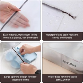LYSAIMG 5Pcs Transparent Shoe Bags for Travel, 11.8x15.7Inches Drawstring, Waterproof, Portable Shoe Organizers