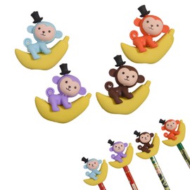 HILAZA 16Pcs Pencil Top Erasers for Kids, 3D Cute Monkey Pencil Toppers, Bulk Fun Pencil Cap Easters for School Classroom Supplies Prize Gifts Party Favors