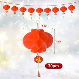HUIANER Chinese Red Paper Lanterns 30PCS Festival Paper Lanterns Decorations for New Year Spring Festival Wedding Party Decor 7.9Inch