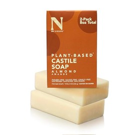 Dr. Natural Jabón de Castilla en Barra Natural y Orgánico | Corporal y Facial | Hidratante, Vegano, Sin Sulfatos y Parabenos | Hecho de Plantas Aceite de Oliva y Coco, Manteca de Karité, Romero (Almendra 8oz (2 pzas))