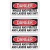 Unbranded/Generic 3 pack Danger Ninjas Pirates Lasers $hit Funny Hard Hat Stickers Decals Helmet