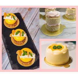 YIHUANYIFA 3.1" Mini Cake Base, 200pcs Round Circle Cardboard, Perfect for Cake Decorating Dessert Displays Tray Cardboard (Gold 3.1inch, 200pcs)