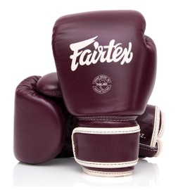 Fairtex BGV16 Leather Muay Thai Boxing Gloves (Maroon, 14 oz)