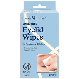 Foster & Thrive Eyelid Cleanser, Hypoallergenic, Rinse-free & Preservative-free, Pre-Moistened Eyelid Wipes for Mild to Moderate Conditions, Comfort & Soothe Irritated Eyelids, 30 Wipes