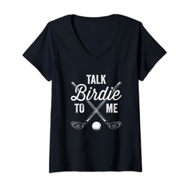 Womens Talk Birdie To Me Funny Golf Design V-Neck T-Shirt