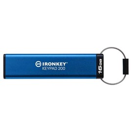 Kingston Ironkey Keypad 200 USB, Capacidad: 16GB USB 3.2 Gen1 XTS AES 256 bits, Certificacion FIPS 140-3 Level 3, Lectura: 145MB/s Escritura: 115MB/s, Numero de Parte: IKKP200/16GB