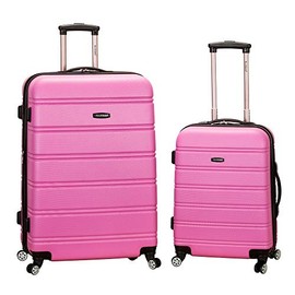 Rockland Melbourne Hardside Expandable Spinner Wheel Luggage, Pink, 2 Piece (20/28)