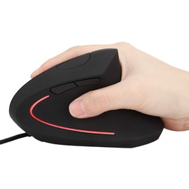 VBESTLIFE Wired Vertical Ergonomic Optical Mouse, 6 Buttons USB Optical Vertical Gaming Mouse, 800-1200-2000-3200 DPI, Colored LED Indicators, for PC Computer(Black)