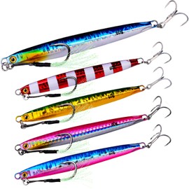 【TACKLAND】 High Cost Performance Asymmetrical Metal Jig 5-Piece Set 10g 20g 30g 40g 60g 80g Proven Colors Shore Jigging Offshore Vertical Breakwater Sea Fishing Jig Lure Bluefish Taimen (30g/Popular
