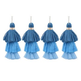 Konmay Bulk 20pcs Tri-Layered Tassels with Hanging Loop for Jewelry Making, Clothing
