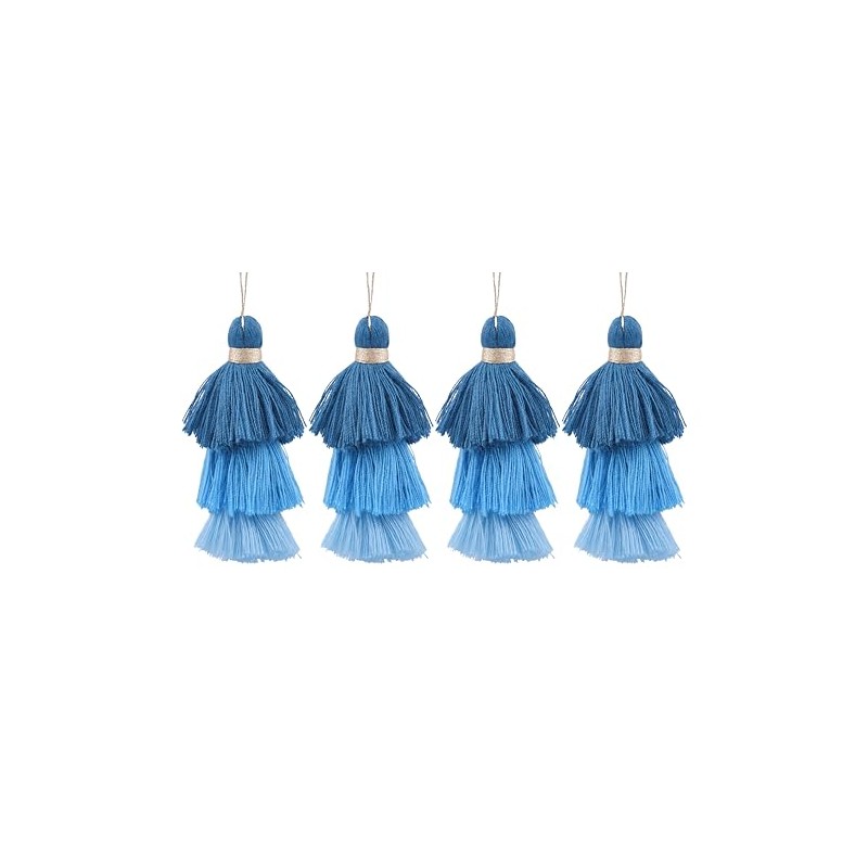 Konmay Bulk 20pcs Tri-Layered Tassels with Hanging Loop for Jewelry