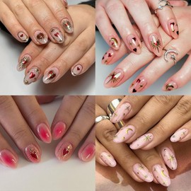 8 Sheets Bronzing Moon Star Nail Art Stickers Decals Metallic Self-Adhesive Star Nail Decals Red Heart Rose Gold Silver Nail Design Stickers Glitter Sun Star Nail Art Supplies Manicure Decor for Women