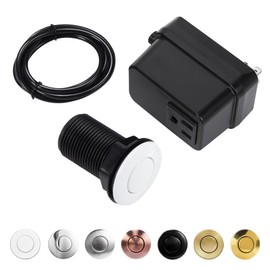 Garbage Disposal Switch, Cordless Air On Off Kit for Food Waste Disposer, Plastic White, SHORT 2.5" Sink Top Push Button by CLEESINK