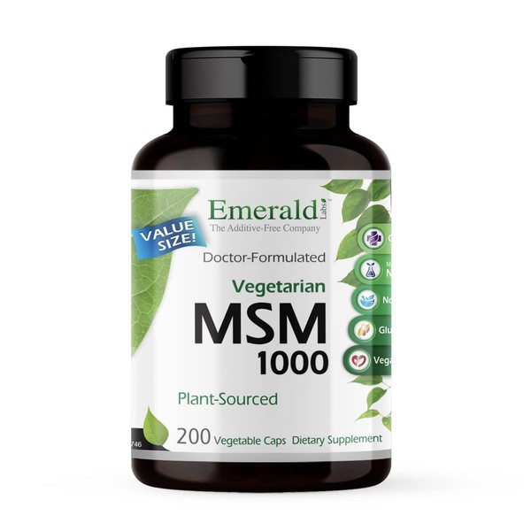 Emerald Labs MSM 1000 mg - Dietary Supplement with Plant-Sourced Methylsulfonylmethane for Joint Support and Healthy Immune Function - 200 Vegetable Capsules