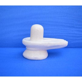 Pure Marble 4"inch Shivling Hindu God Shiva Lingam Shiv Ling Idol Murti Statue Adiyogi for Puja - Hindus Worship Idols Art Jaldhara Jaldhara Indian White Pure Marble Shiva Linga Stone White Marble