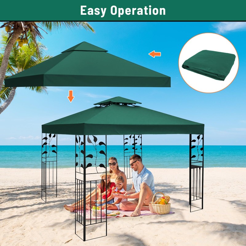 10x10 Canopy Replacement top Double Tiered Polyester Replacement Canopy for