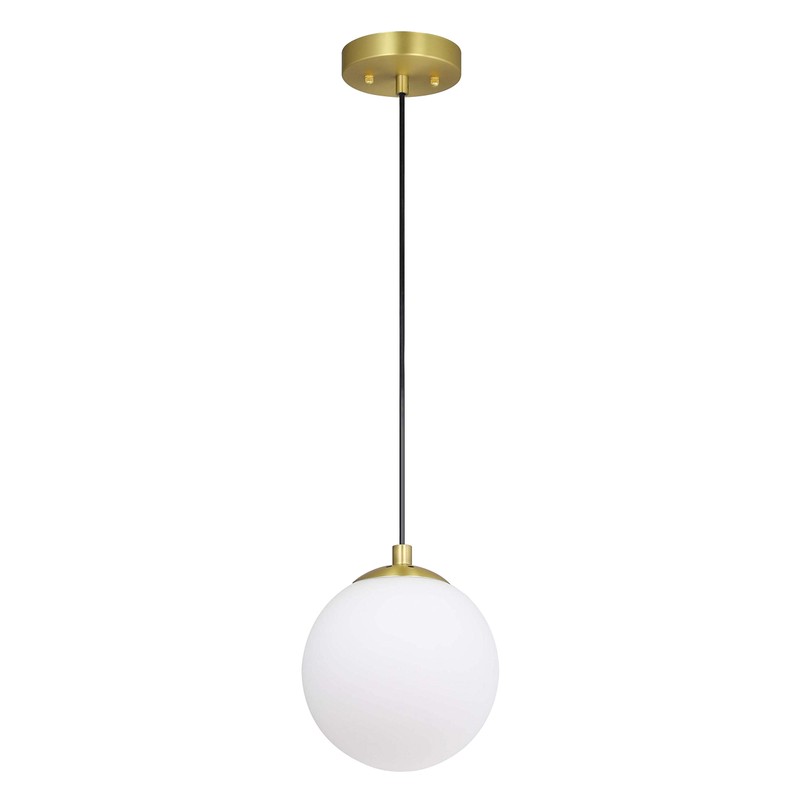 XiNBEi Lighting 8" Globe Pendant Light, Mid Century Brass Pendant
