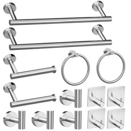 Lckppt 14 Pieces Bathroom Hardware Set Brushed Nickel, Stainless Steel Bathroom Hardware Set, Bath Towel Bar Set, Towel Racks for Bathroom Wall Mounted.