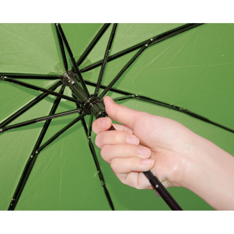 [レザー調ハンドル] 濡れると柄が浮き出る 3段 折りたたみ傘 「桜雫」59㎝ グリーン 10092